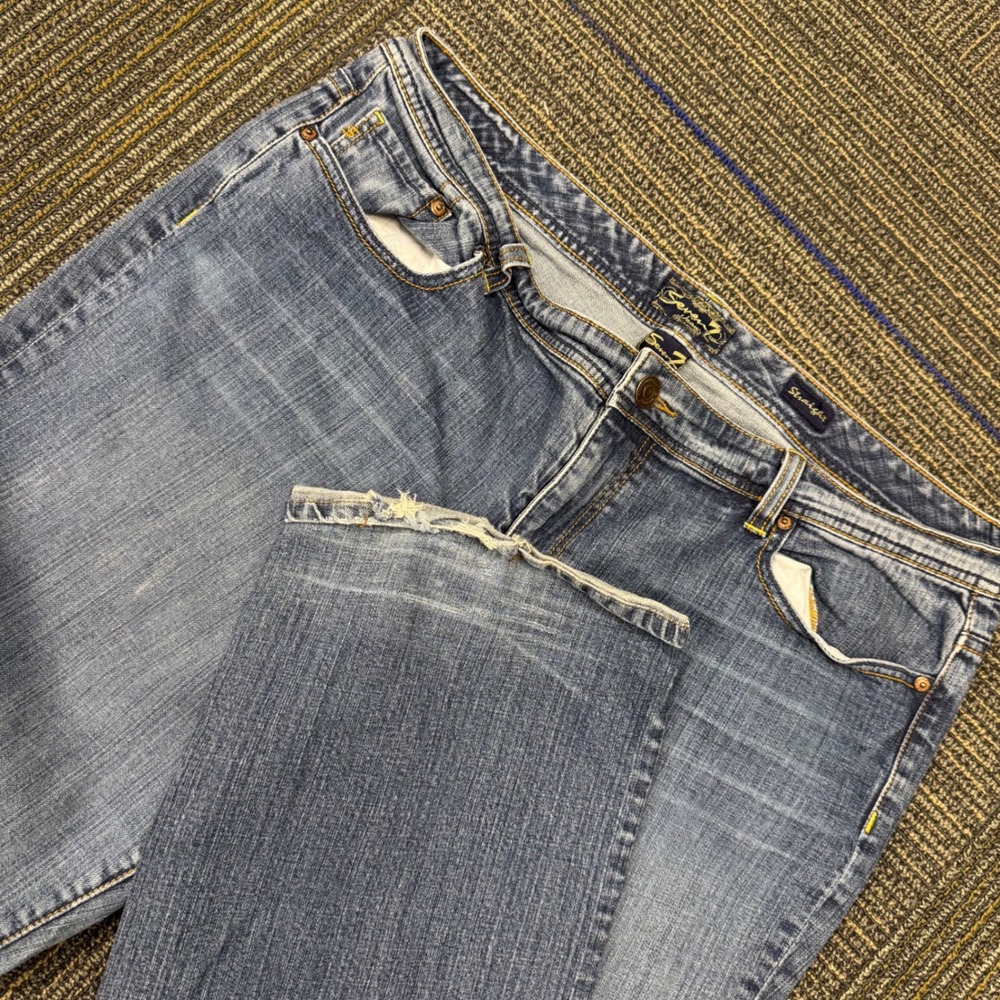 Seven7 Straight Leg Jeans Womens 20 Blue Good Stretch Mid Rise Medium Wash‎ 4013